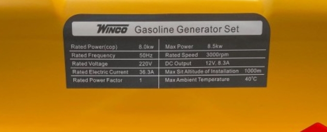 موتور برق 8/5 کیلو وات بنزینی استارتی وینکو مدل +W15500DWHB
