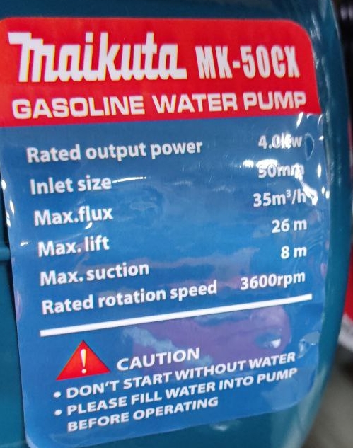 موتورپمپ 2 اینچ بنزینی مایکوتا طرح هوندا مدل MK_50CX