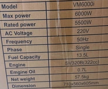 موتوربرق 6 کیلووات اینورتری بنزینی استارتی سایلنت ورما مدل VM6000i
